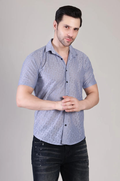 Men's Casual Half Sleeve Shirt - Grey | SHS-151