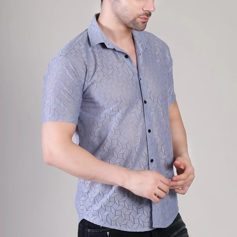 Men's Casual Half Sleeve Shirt - Grey | SHS-151