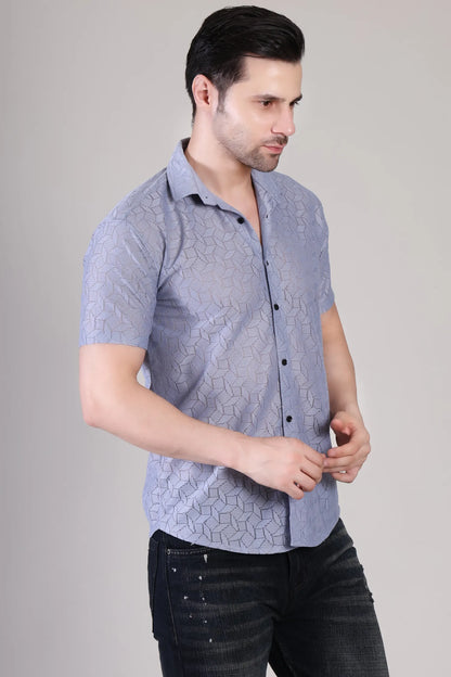 Men's Casual Half Sleeve Shirt - Grey | SHS-151