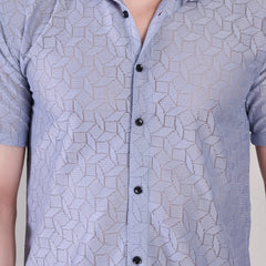 Men's Casual Half Sleeve Shirt - Grey | SHS-151
