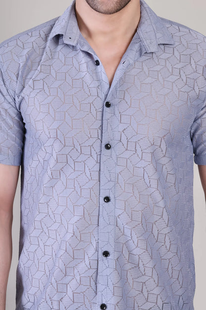 Men's Casual Half Sleeve Shirt - Grey | SHS-151