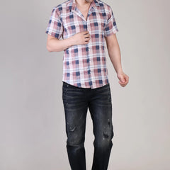 Men's Casual Half Sleeve Shirt - Check Multi | UHSS-163