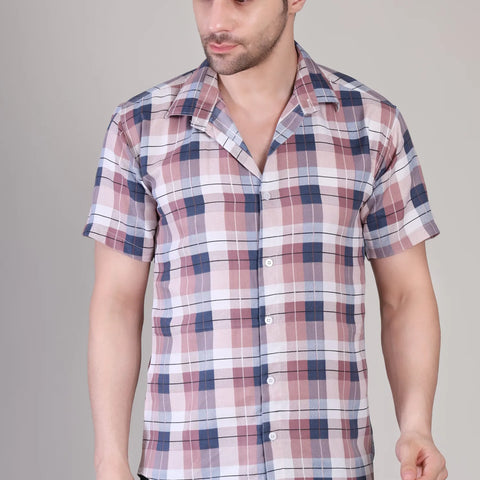 Men's Casual Half Sleeve Shirt - Check Multi | UHSS-163
