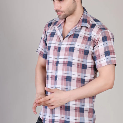 Men's Casual Half Sleeve Shirt - Check Multi | UHSS-163