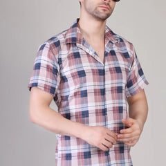 Men's Casual Half Sleeve Shirt - Check Multi | UHSS-163