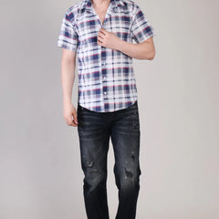 Men's Casual Half Sleeve Shirt - Check Multicolor | UHSS-159