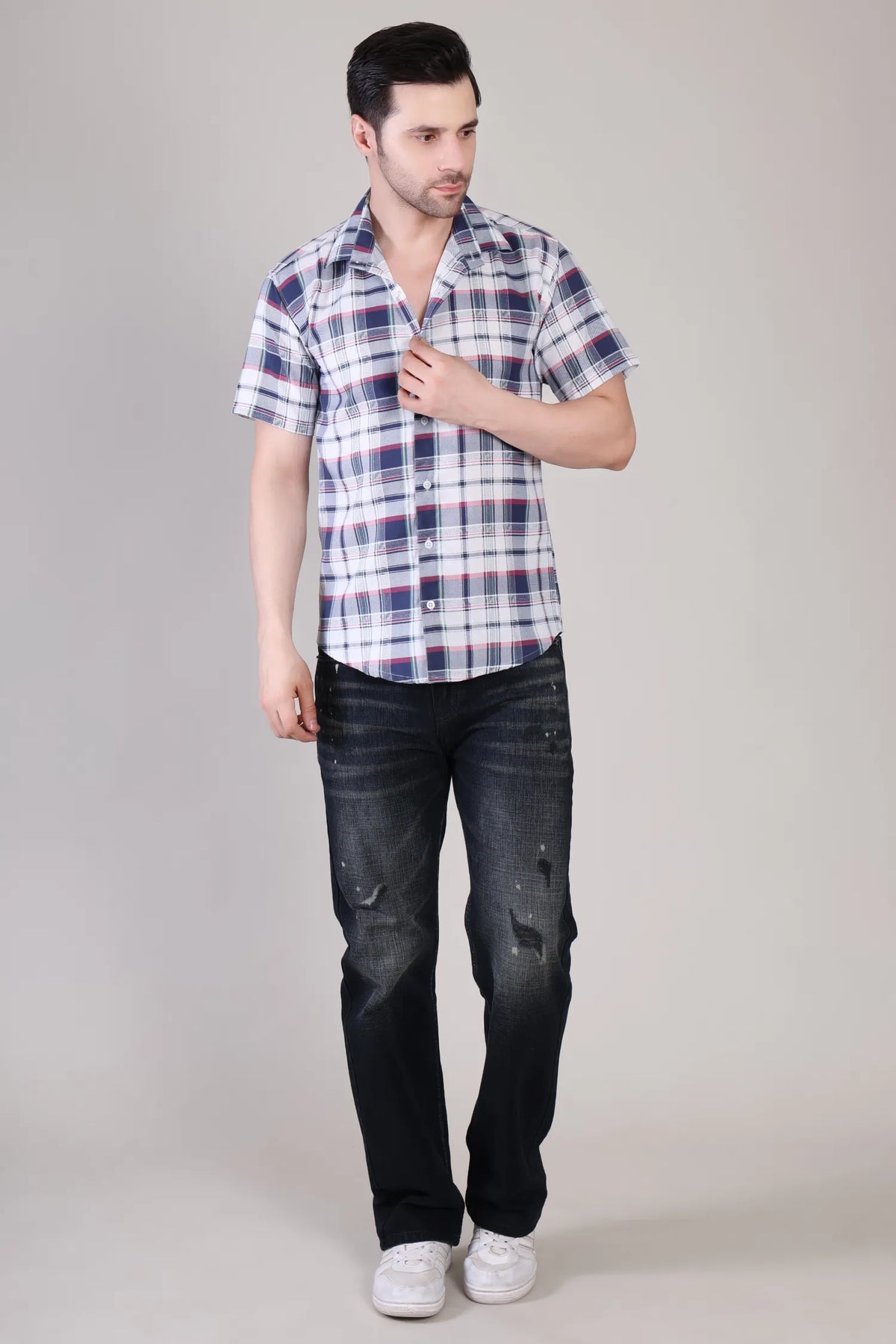 Men's Casual Half Sleeve Shirt - Check Multicolor | UHSS-159