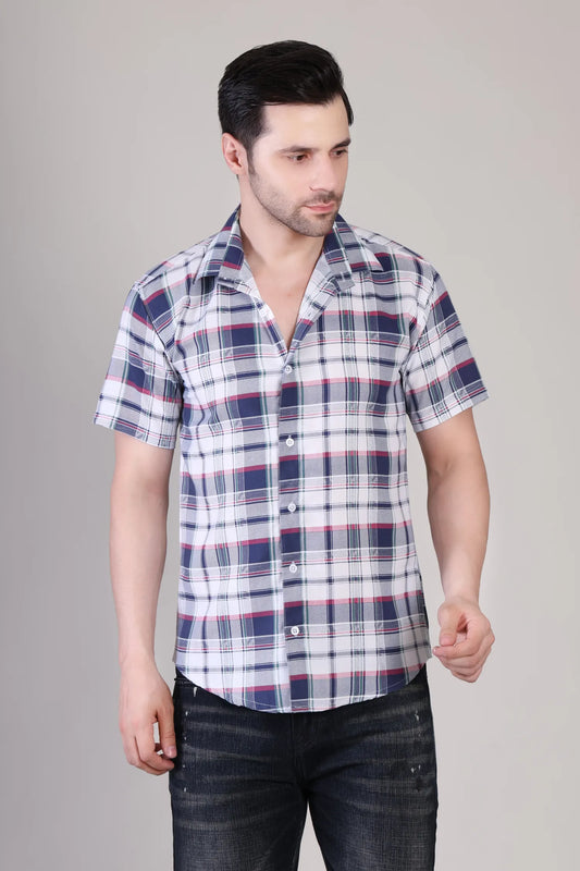 Men's Casual Half Sleeve Shirt - Check Multicolor | UHSS-159