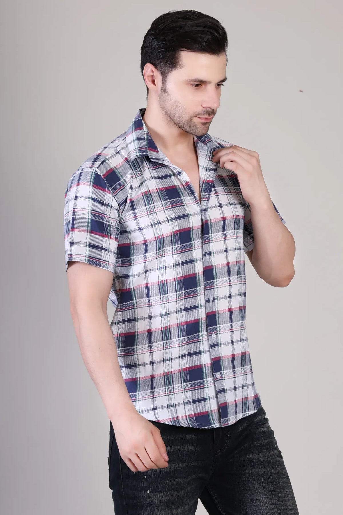 Men's Casual Half Sleeve Shirt - Check Multicolor | UHSS-159