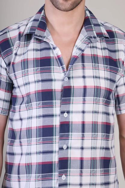 Men's Casual Half Sleeve Shirt - Check Multicolor | UHSS-159
