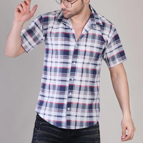 Men's Casual Half Sleeve Shirt - Check Multicolor | UHSS-159