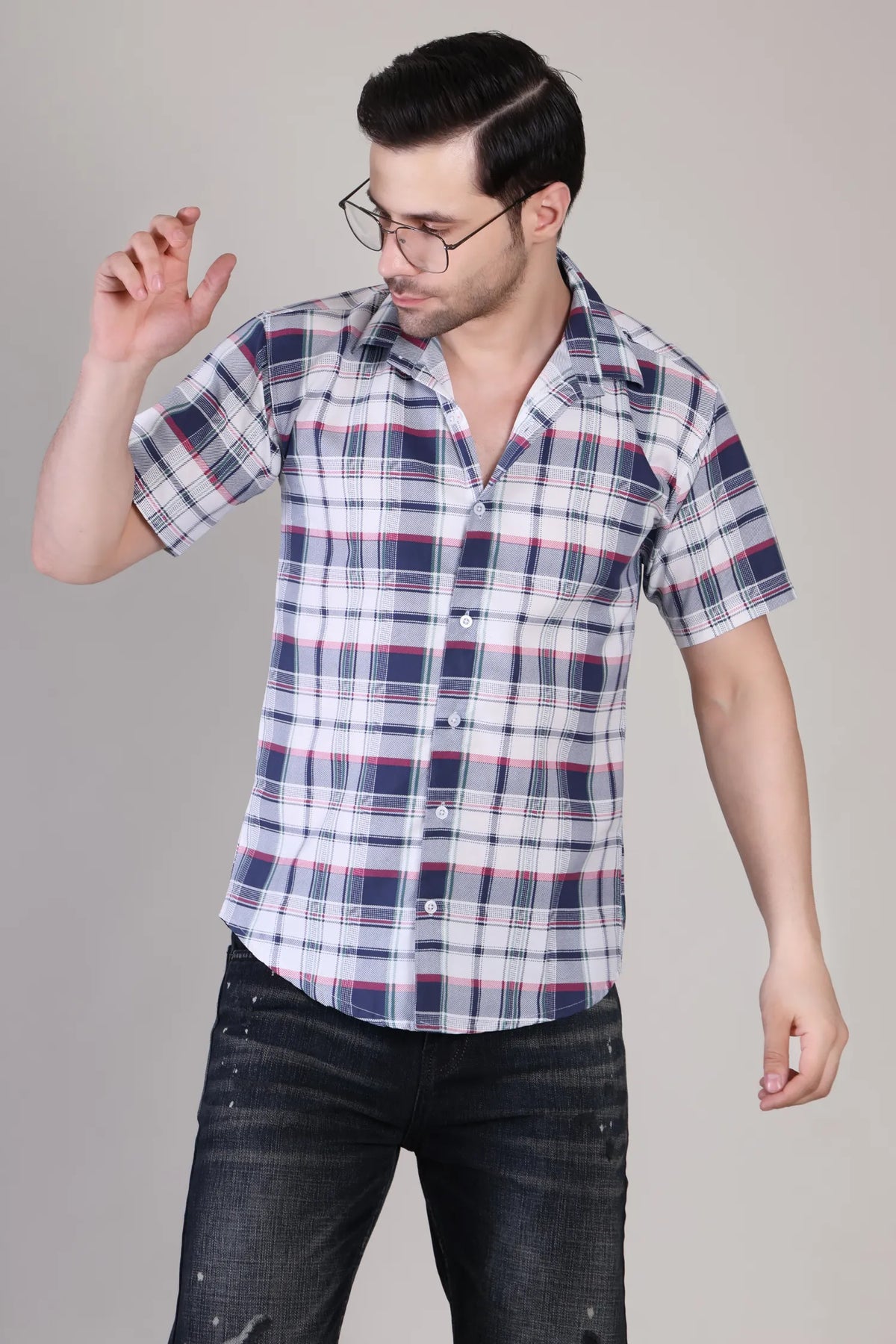 Men's Casual Half Sleeve Shirt - Check Multicolor | UHSS-159