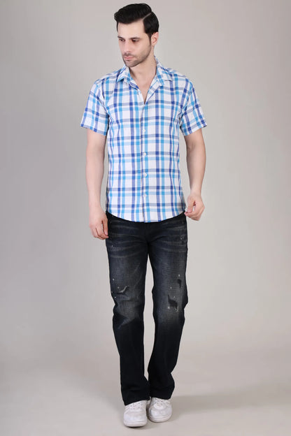 Men's Casual Half Sleeve Shirt - Check |UHSS-158