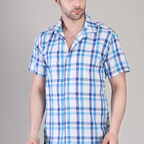 Men's Casual Half Sleeve Shirt - Check |UHSS-158