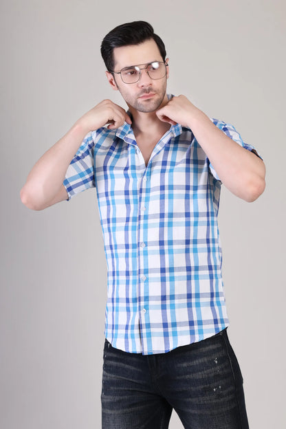 Men's Casual Half Sleeve Shirt - Check |UHSS-158