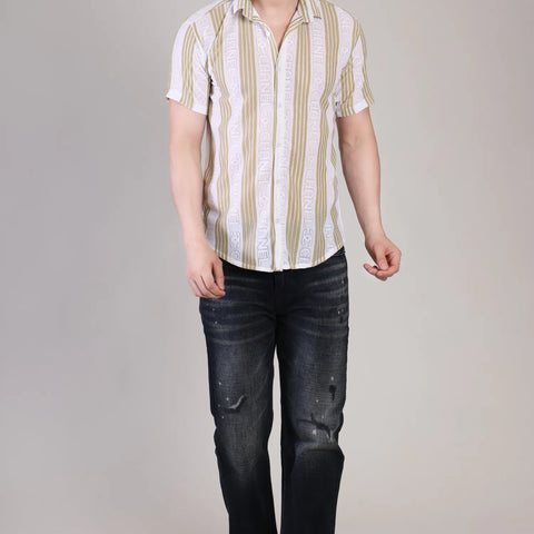 Men's Casual Half Sleeve Shirt - Striped Multicolor | SHS-175