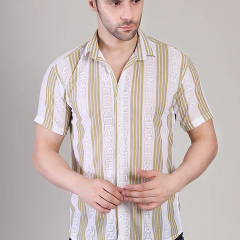 Men's Casual Half Sleeve Shirt - Striped Multicolor | SHS-175