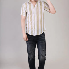 Men's Casual Half Sleeve Shirt - Striped Multicolor | SHS-175