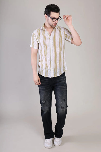 Men's Casual Half Sleeve Shirt - Striped Multicolor | SHS-175