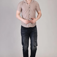 Men's Casual Half Sleeve Shirt - Brown | SHS-150
