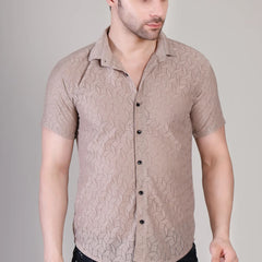 Men's Casual Half Sleeve Shirt - Brown | SHS-150