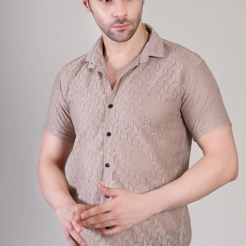 Men's Casual Half Sleeve Shirt - Brown | SHS-150