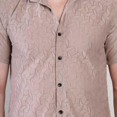 Men's Casual Half Sleeve Shirt - Brown | SHS-150