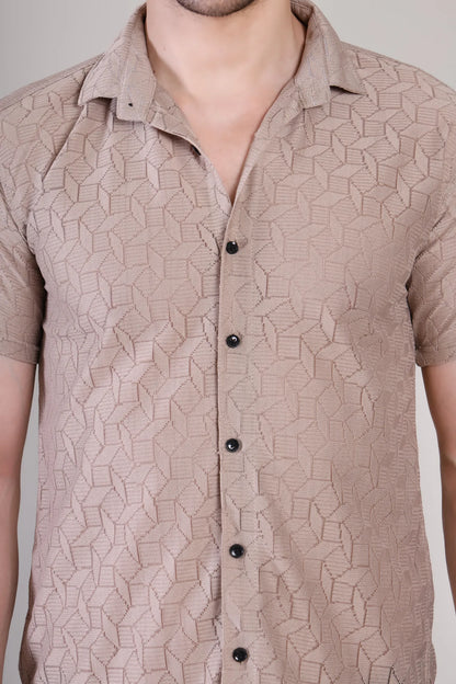 Men's Casual Half Sleeve Shirt - Brown | SHS-150