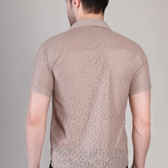 Men's Casual Half Sleeve Shirt - Brown | SHS-150