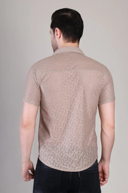 Men's Casual Half Sleeve Shirt - Brown | SHS-150