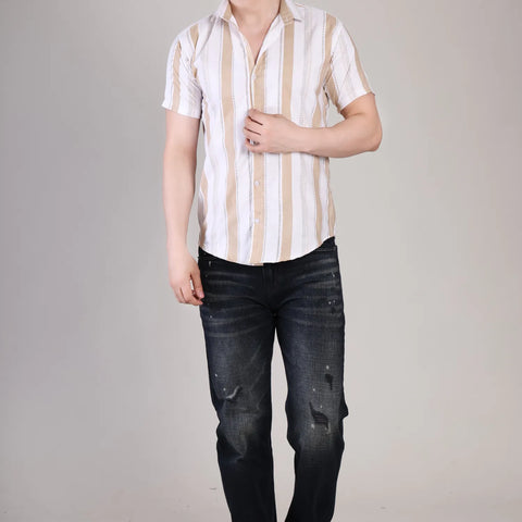 Men's Casual Half Sleeve Shirt - Striped Multicolor | UHSS-173