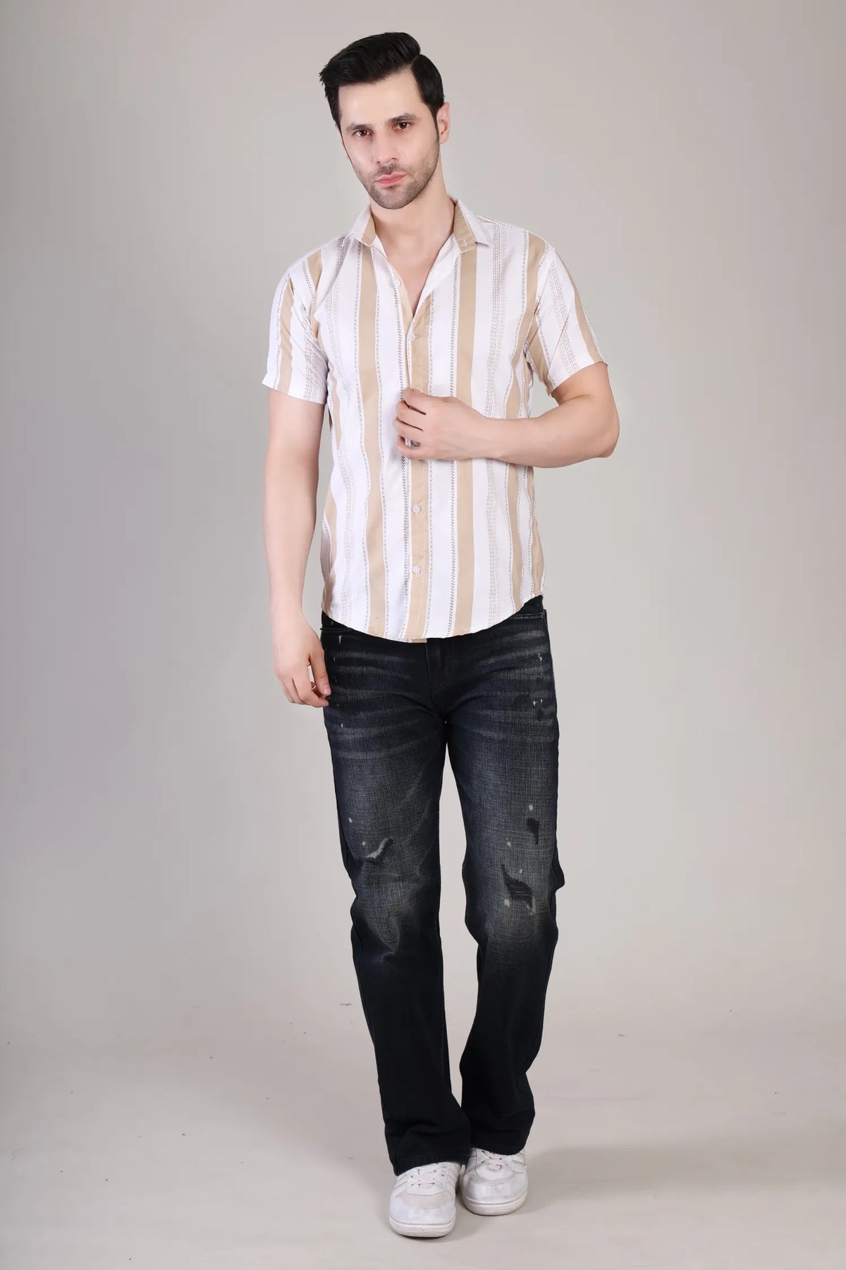 Men's Casual Half Sleeve Shirt - Striped Multicolor | UHSS-173