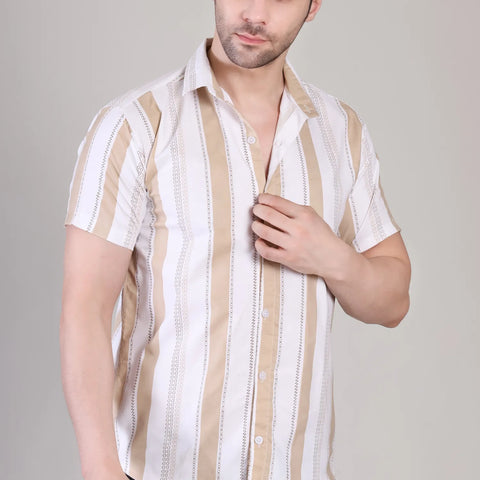 Men's Casual Half Sleeve Shirt - Striped Multicolor | UHSS-173