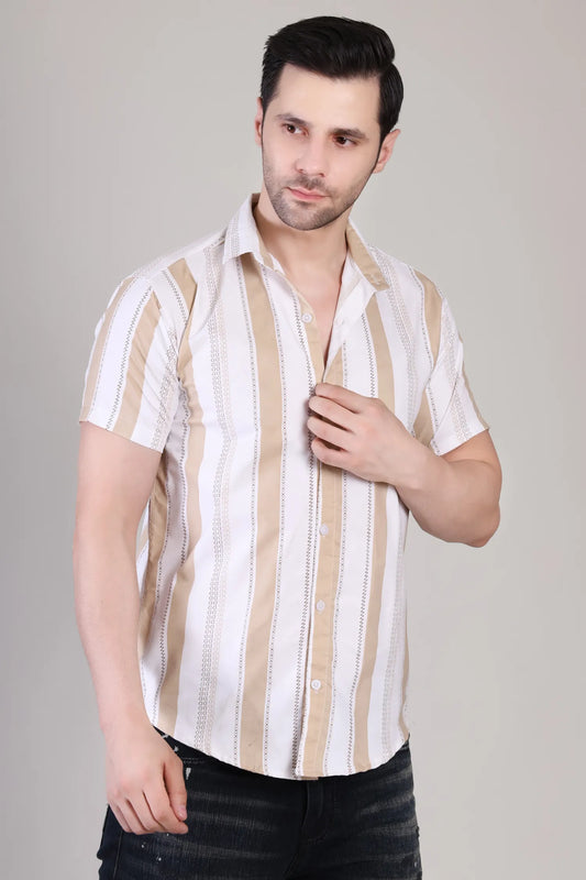 Men's Casual Half Sleeve Shirt - Striped Multicolor | UHSS-173