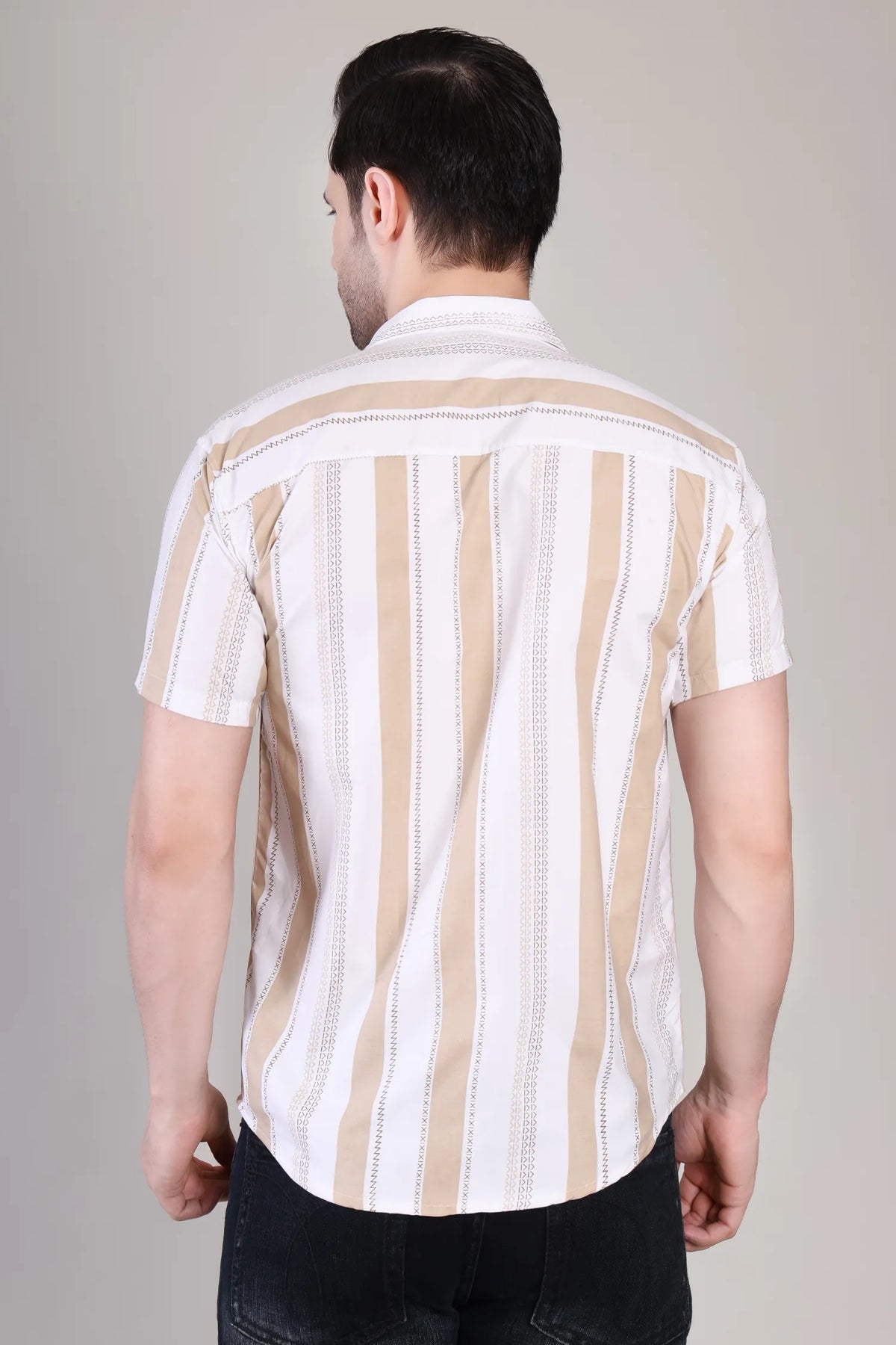 Men's Casual Half Sleeve Shirt - Striped Multicolor | UHSS-173
