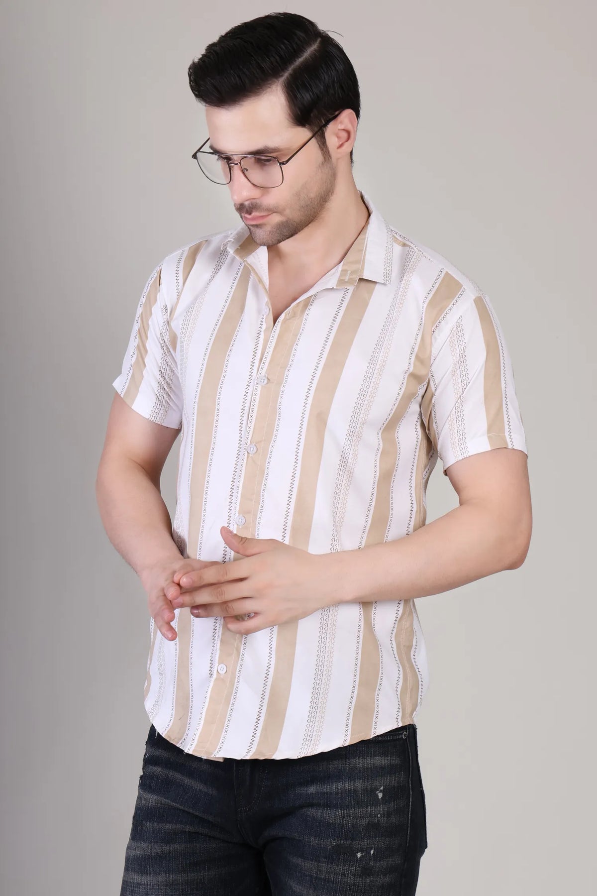 Men's Casual Half Sleeve Shirt - Striped Multicolor | UHSS-173