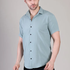 Men's Casual Half Sleeve Shirt - Light Blue | SHS-138