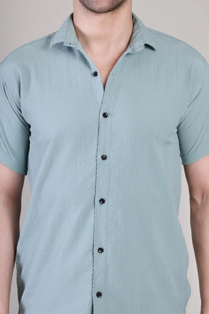 Men's Casual Half Sleeve Shirt - Light Blue | SHS-138