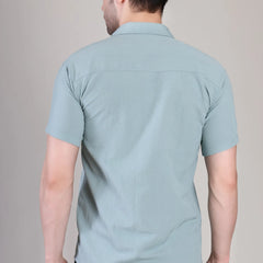 Men's Casual Half Sleeve Shirt - Light Blue | SHS-138