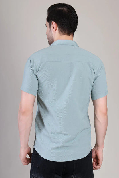 Men's Casual Half Sleeve Shirt - Light Blue | SHS-138