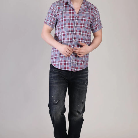 Men's Casual Half Sleeve Shirt - Check | UHSS-164