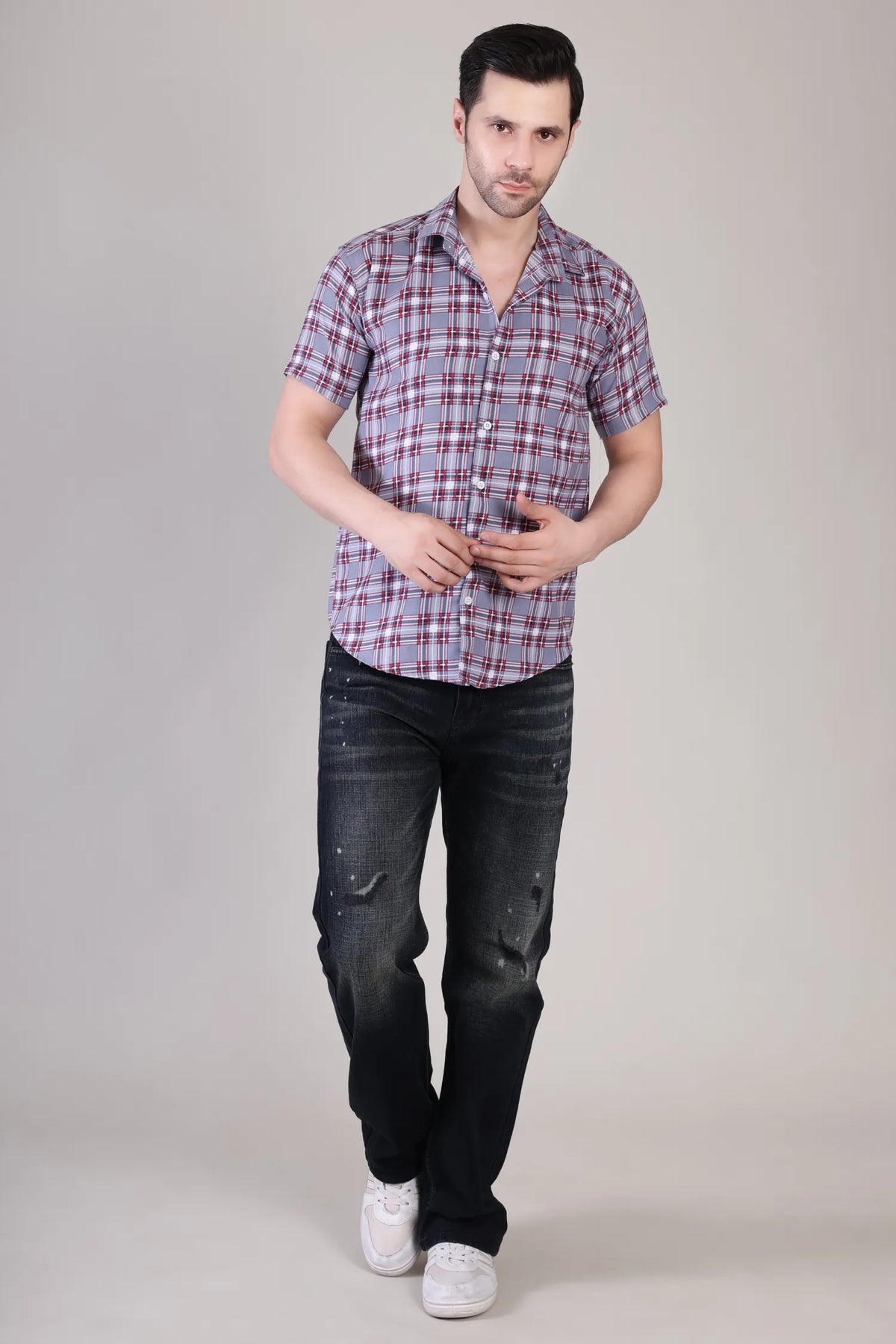 Men's Casual Half Sleeve Shirt - Check | UHSS-164