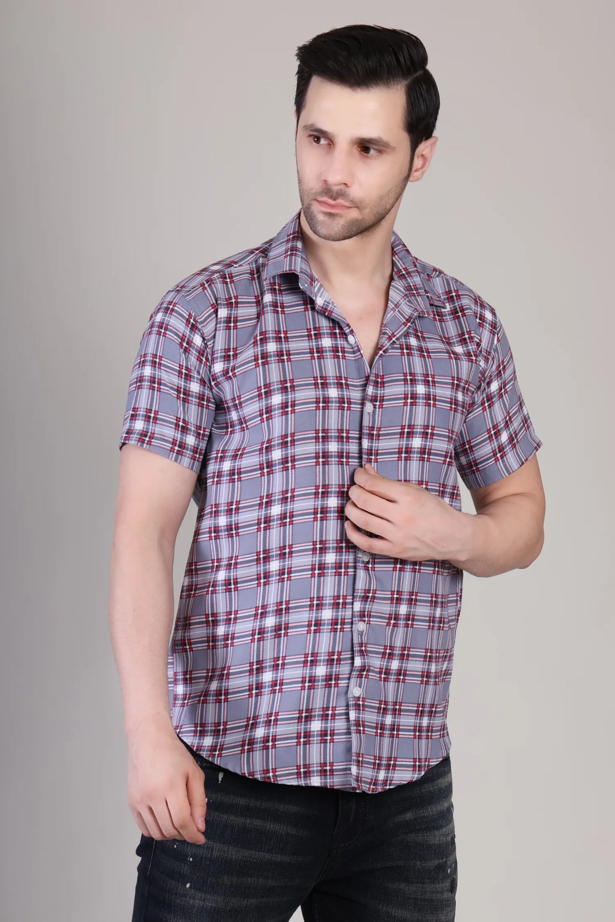 Men's Casual Half Sleeve Shirt - Check | UHSS-164
