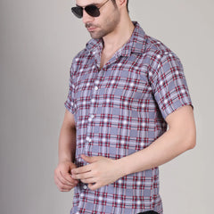 Men's Casual Half Sleeve Shirt - Check | UHSS-164