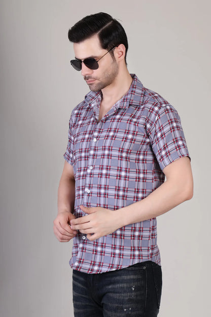 Men's Casual Half Sleeve Shirt - Check | UHSS-164