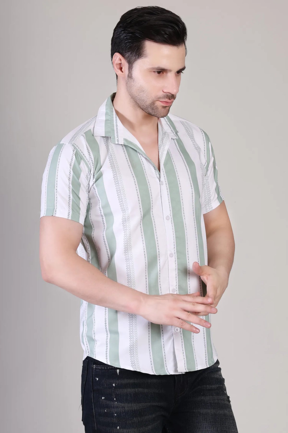 Men's Casual Half Sleeve Shirt - Striped | UHSS-172