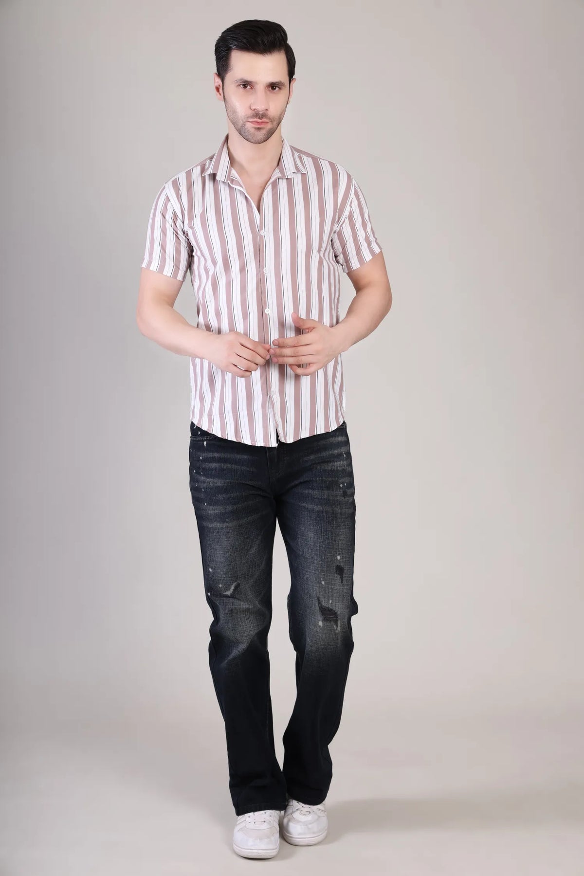 Men's Casual Half Sleeve Shirt - Striped | UHSS-169