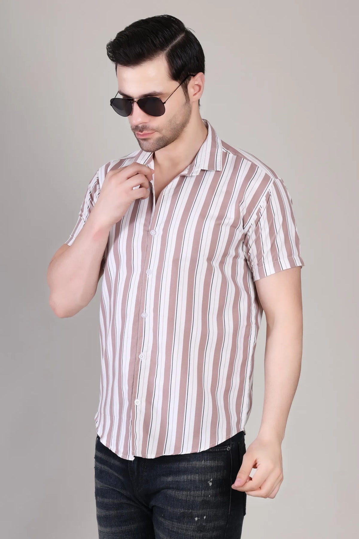 Men's Casual Half Sleeve Shirt - Striped | UHSS-169