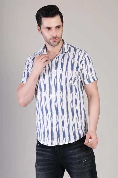 Men's Casual Half Sleeve Shirt - Striped | UHSS-166