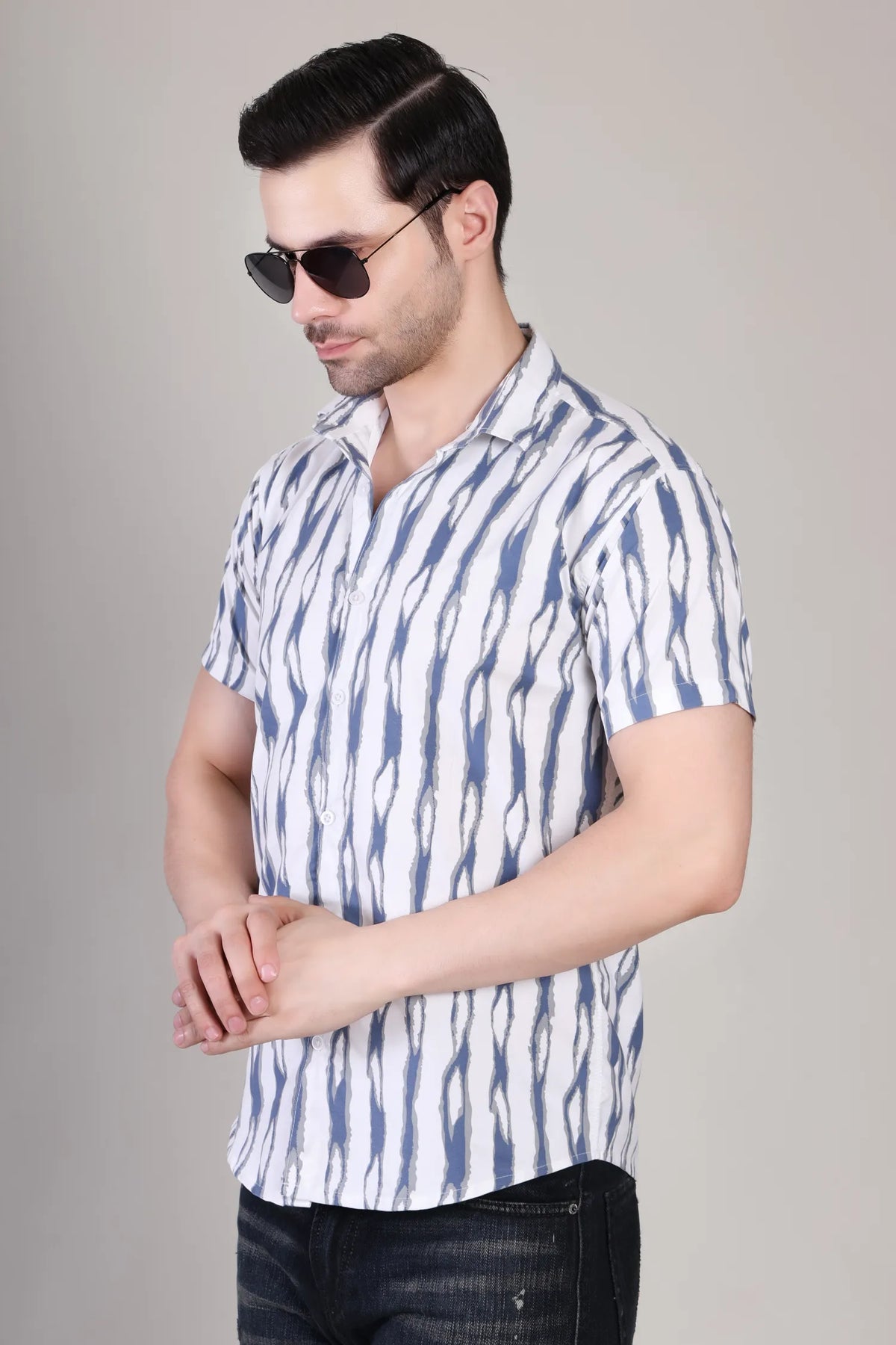 Men's Casual Half Sleeve Shirt - Striped | UHSS-166